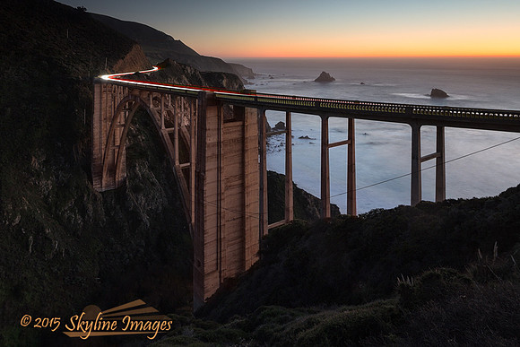 Bixby Bridge with Car Trails, CA