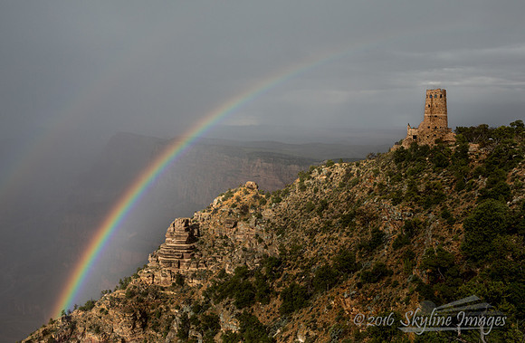 Rainbow at Desert View Watchtower, Grand Canyon AZ